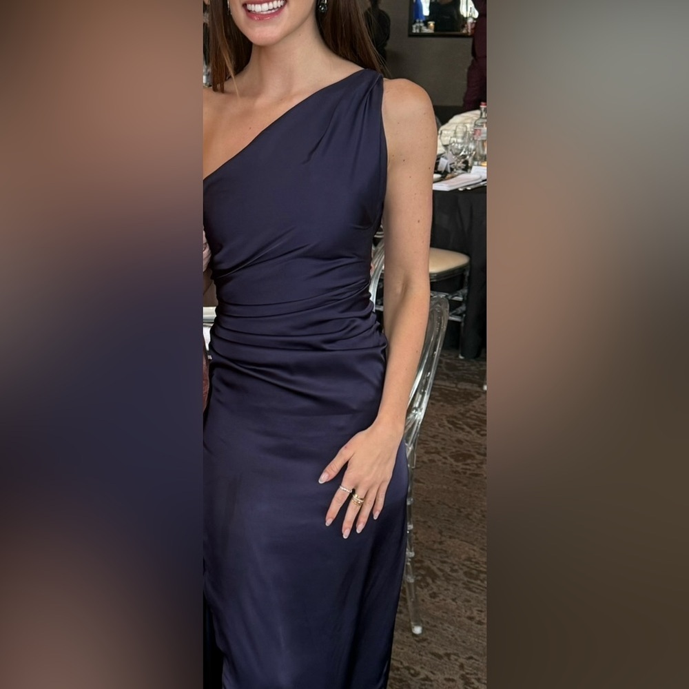 Elegant Navy One-Shoulder Maxi Dress - Picture 16 of 16